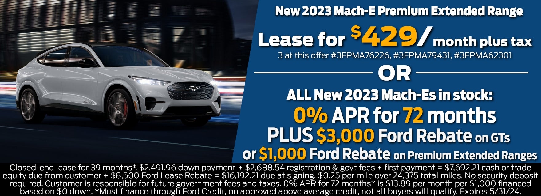 New 2023 Mach-E Premium Extended Range Lease for $429 